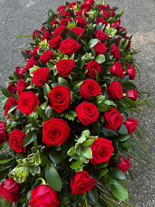 Red Roses Coffin Spray