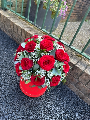 Red Roses Hatbox With Gyp