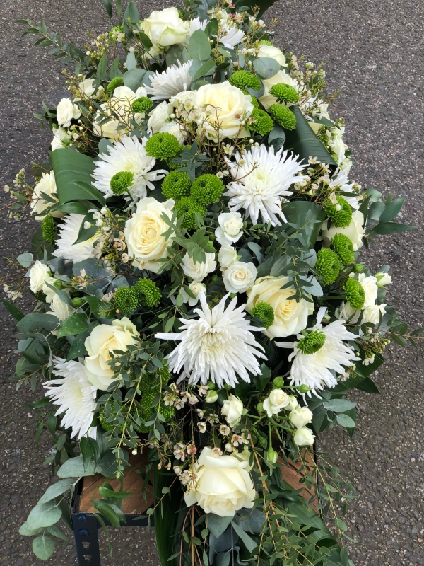 Green & White Coffin Spray