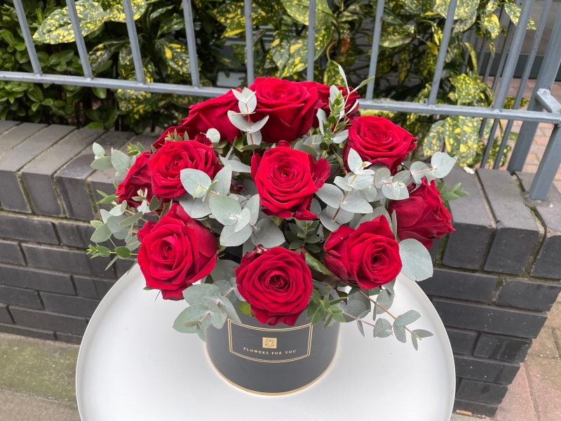 Red Roses in Hat Box