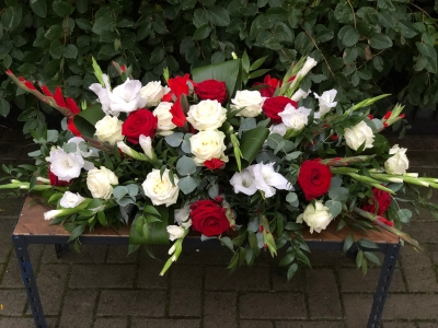 Roses & Gladioli Coffin Spray