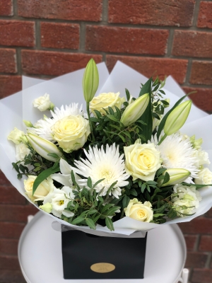 All White Handtied Bouquet