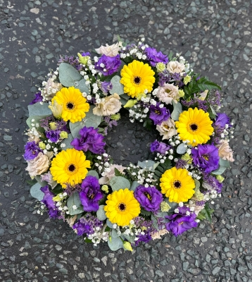 Yellow, Purple & White Wreath