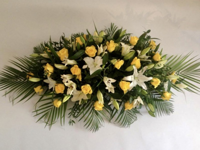 Yellow & White Coffin Spray