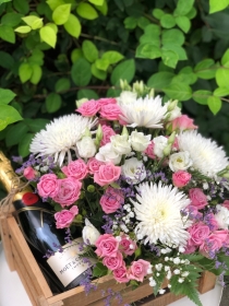 Crate of flowers and Champagne