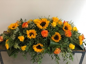Sunflower & Roses Coffin Spray