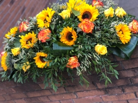 Sunflower & Roses Coffin Spray