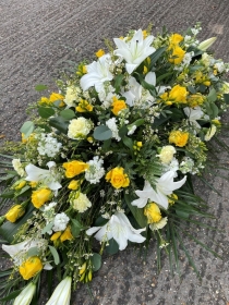 White & Yellow Coffin Spray Tribute