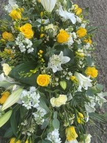 White & Yellow Coffin Spray Tribute