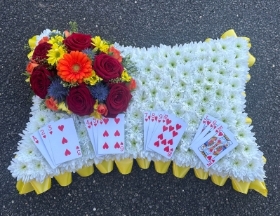 Colourful Pillow Tribute With Playing Cards