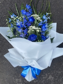 Florist choice blue and white sheaf