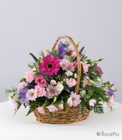 Florist choice pink & purple basket