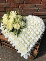White roses love heart tribute